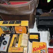 Vintage Camera Lot - Kodak, Hawkeye, Argus Cosina 718  Leather Bag Untested