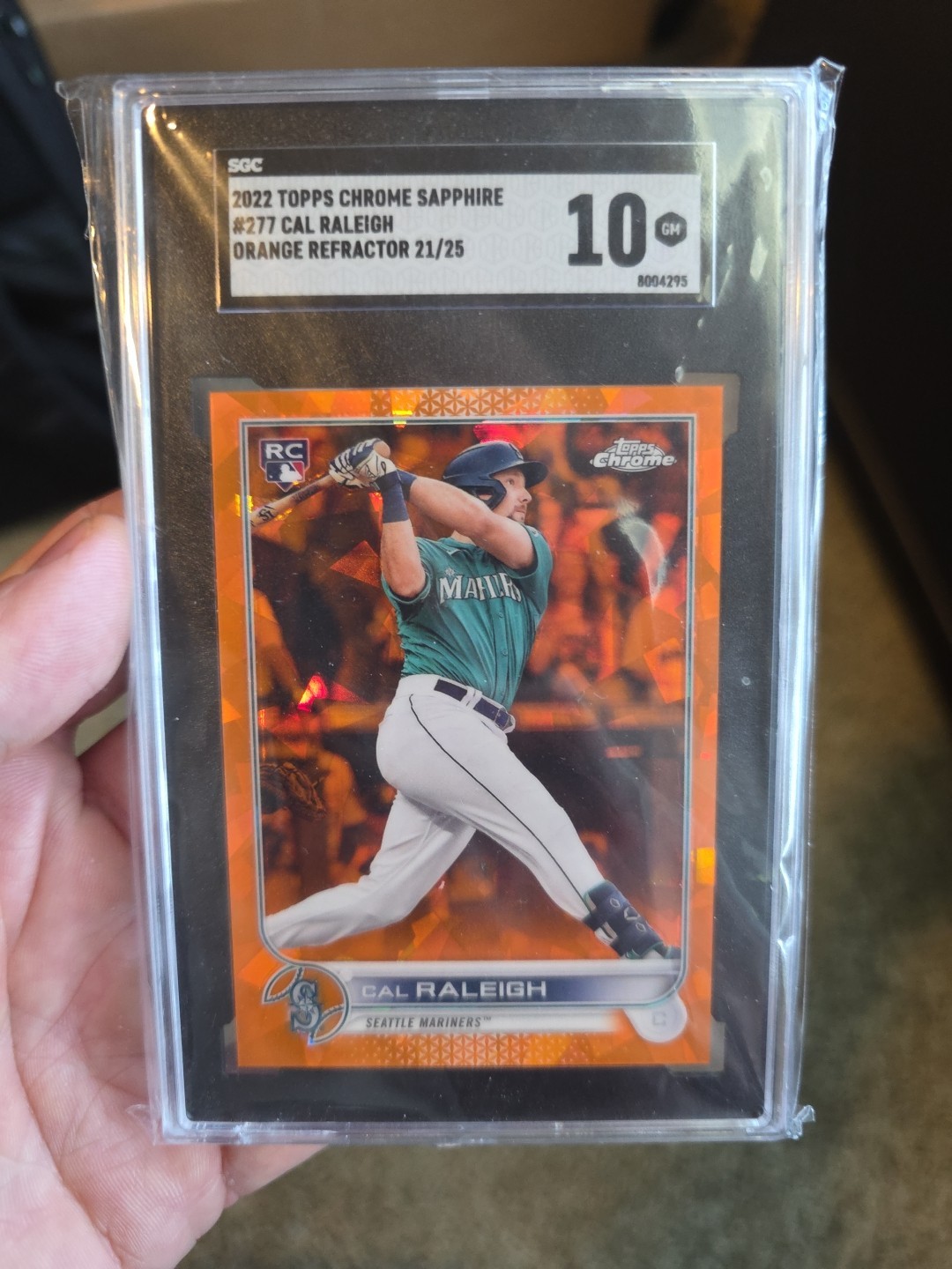 2022 Topps Chrome Sapphire Edition Cal Raleigh #277 Orange /25 (RC) SGC 10