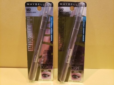 Maybelline~Tattoo Studio Waterproof Gel Pencil Liner~#982 Emerald~.04ozX2~NIP