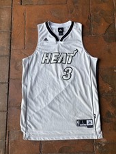 Adidas Miami Heat Dwayne Wade 3 White Hot Basketball Jersey Mens Large