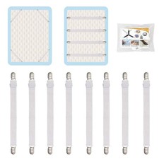 8Pcs Adjustable Bed Sheet Straps Clips, Elastic Mattress 8pcs White