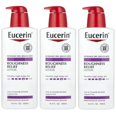 Eucerin Roughness Relief Lotion Fragrance Free 16.9 fl.oz Each (Pack of 3)