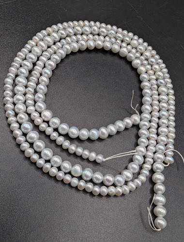 2 Strands of Small Very Light Blue  Baroque Freshwater Pearl Beads - 2 Sizes