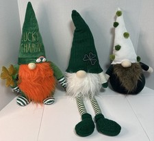 St Patrick  s Gnomes Plush Shelf Sitters Set Of 3 17  Large Stuffed Shamrock
