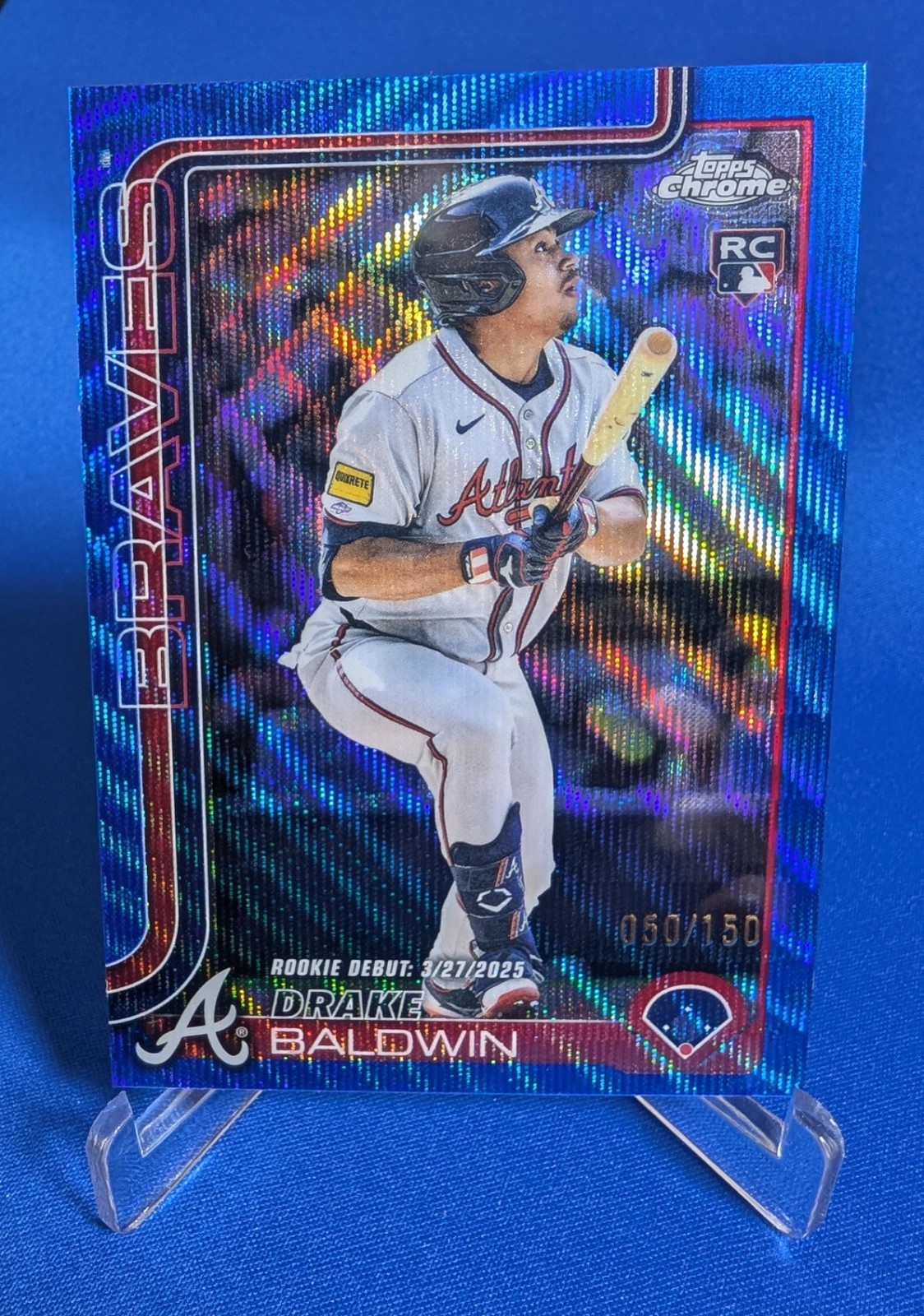 2025 Topps Chrome Update Drake Baldwin /150 Rookie Debut Blue Wave Refractor RC