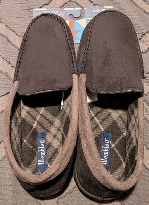 Men's Wembley Moccasin Memory Foam XXL 13-14 Black Slippers In & Outdoors -Shoes