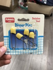 Vintage 1989 Plays look Baby Stainless Steel Diaper Pins 4 Yellow Pins