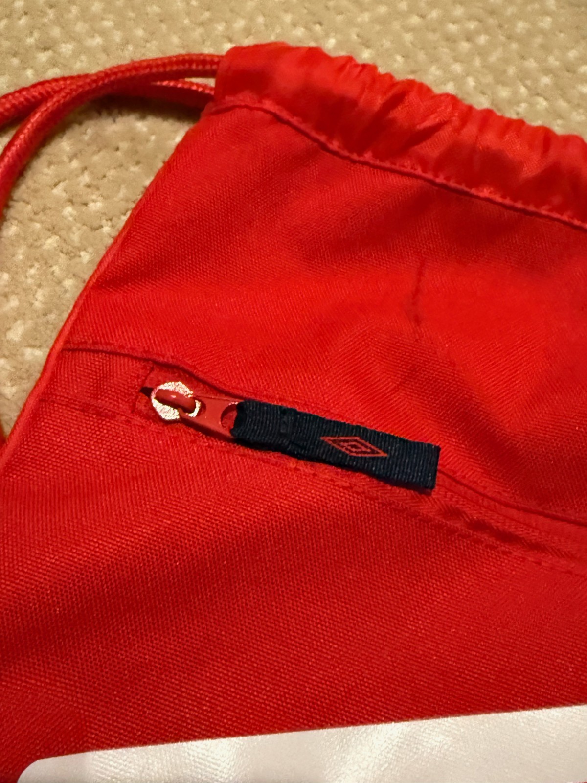 Umbro Red Drawstring Backpack with Outer Zipper P… - image 3