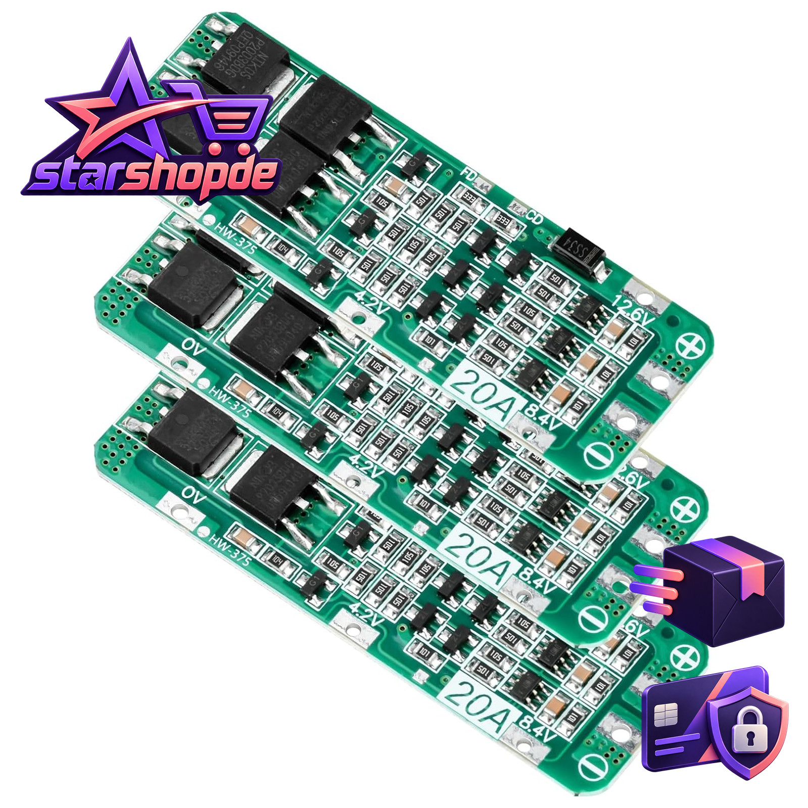 Ladegerät Platine PCB BMS 3 x 3S 20A Li-Ion 12,6V Akku Überladung Überstrom