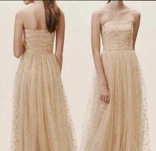 BHLDN X Joanna August NWT Star Strapless Champagne Tulle Full Length Gown 10