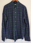 Eton Shirt Mens 44 17.5 XL Slim Fit Blue Green Check Flannel Black Watch Cotton