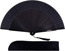 Amajiji 8.27" 21cm Hand Held Bamboo Silk Folding Fan Hand Fan,Chinese/Japanese