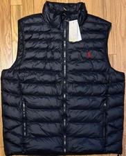 Polo Ralph Lauren Men  s Black Packable Puffer Vest Water Repellent Sz. L NWT