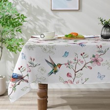 Spring Tablecloth 60x84 Inch Rectangle - Lemon Hummingbird Green Spring Decorati