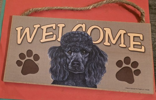 Used Poodle Sign Welcome/Love & Laughter-5" X 10"/Hangable- Made In USA