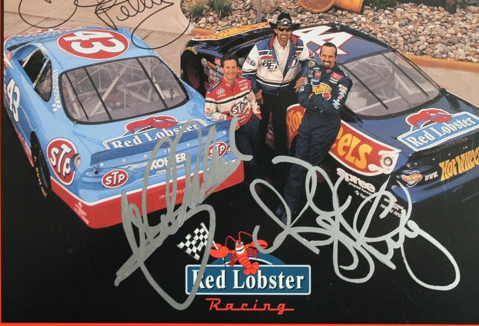 Foto autografiada 8x10 firmada por John Andretti Kyle Petty Richard Petty NASCAR JSA Foto 2 de 4
