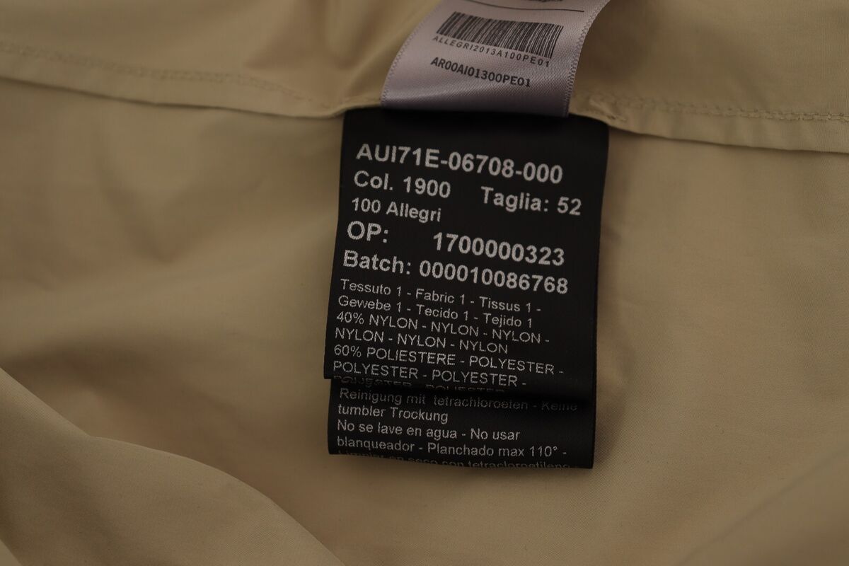 ALLEGRI Jacket Beige Polyester Long Sleeves Windbreaker Coat ALLEGRI Jacket Beige Polyester Long Sleeves Windbreaker Coat