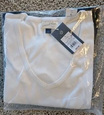 UNIVERSAL THREAD PULLOVER TOPS WOMEN SZ L SET/2 EBONY & FRESH WHITE RIBBED L/S