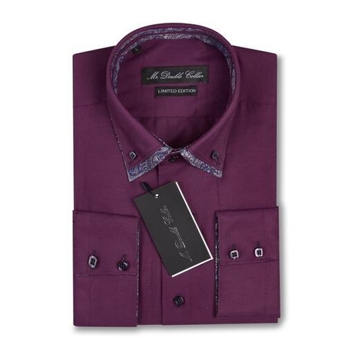 Luxury Mens Smart White & Black Double Collared Button Down Italian Shirt - Picture 6 of 6
