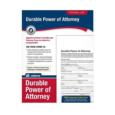 Adams Durable Power of Attorney Legal Form Kit 11''L x 8.5''W Each (ABF LF205)