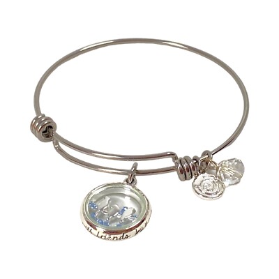LoveThisLife Bangle Bracelet Silver Plated Locket Charm Bird Friendship Y2K Boho