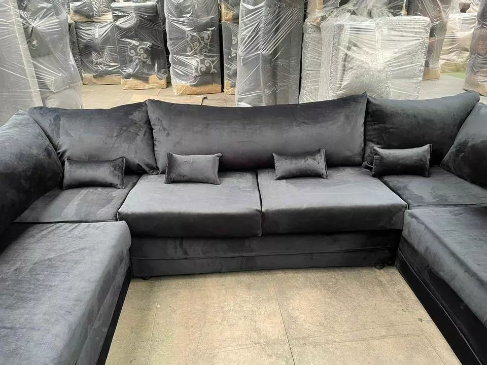 U SHAPE SOFA SALE Brand New black PLUSH velvet Corner Sofa Good