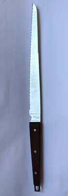 Vintage 10'' Serated Riveted EKCO FLINT Stainless USA Bread Knife