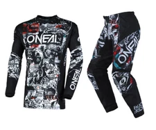 O'Neal 2025 Element Attack Offroad Jersey Pant Motocross Combo Black/White