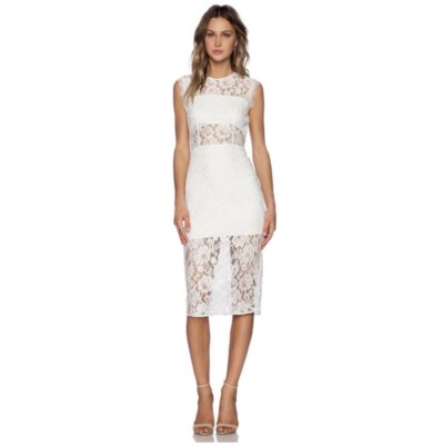 Alexis Dress Leni XS White Lace Cut Out Midi Sleeveless Bridal Rehearsal Dinner | eBay Alexis Dress Leni XS White Lace Cut Out Midi Sleeveless Bridal Rehearsal Dinner | eBay