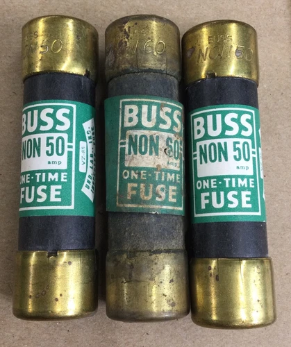 Buss Non 50 One-Time Fuse 250 Volts (Lot Of 3), Tested