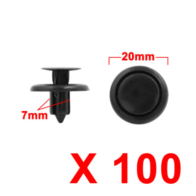 100 Pcs 7mm Hole Rivets Fastener Screw Fender Bumper Push Clips for Auto