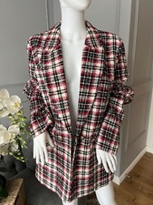 River Island Boucle Tweed Effect Check Gold Button Blazer Jacket UK 16 NEW £75