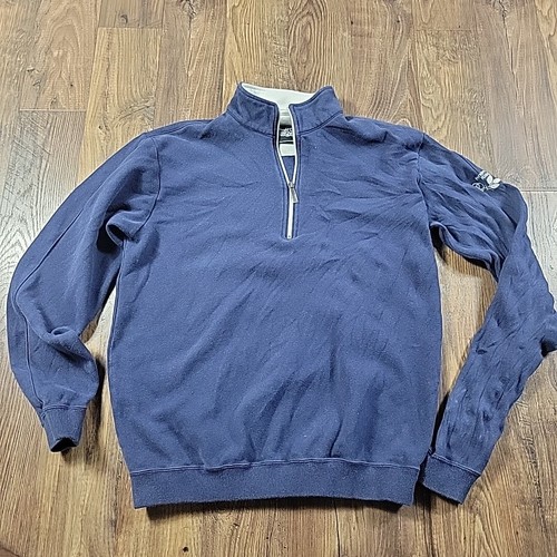 Straight Down Sweater Mens Medium Blue 3/4 Zip Long Sleeve Sweatshirt Golf Logo