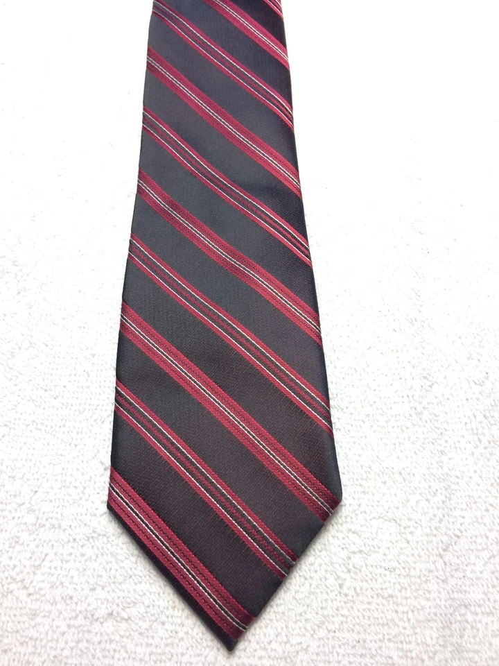 J FERRAR MENS TIE BROWN WITH RED AND WHITE STRIPES NWOT 2.75 X 60 NARROW - Image 2 of 4