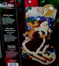 Bucilla Musical SKIING SANTA Felt Christmas Stocking Kit OOP Factory Direct RARE