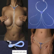 Hot Body Chain Jewelry Lingerie Bra Set Tassel Sexy Rhinestone Bikini Crystal