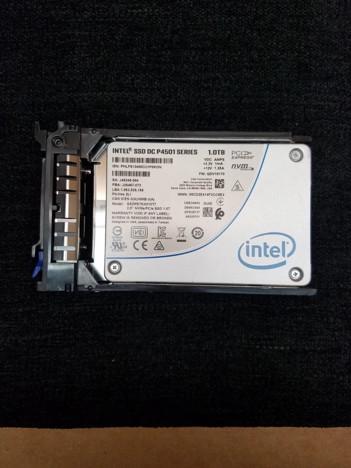 Intel DC P4501 Series 1TB 3D TLC PCI Express 2.5 NVMe SSDPE2KX010T7 - Image 3 of 4