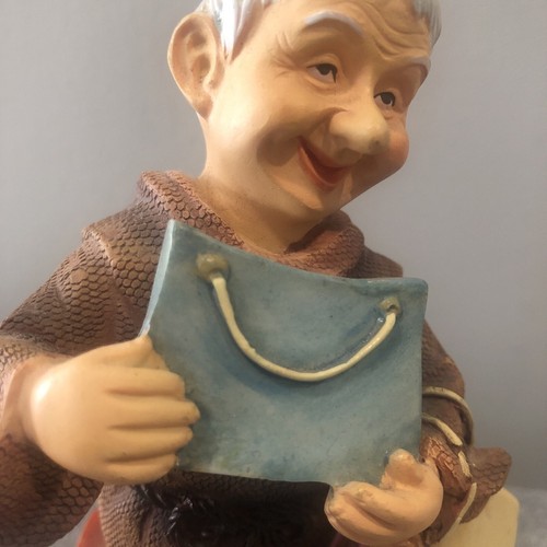 Vintage Monk Carrying Purses Smiling Religious Statue Figurine 6” Decor - Picture 21 of 22