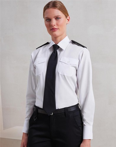 Damen Pilotenhemd Damen Langarm Bluse Polizei Security Arbeitskleidung Uniform - Bild 4 von 11