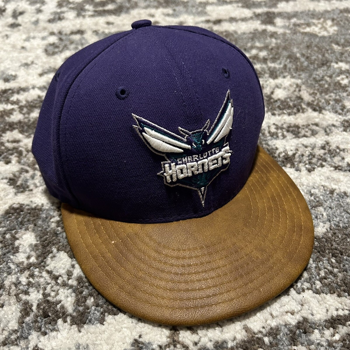 Charlotte Hornets New Era Snapback Blue/Brown Faux Leather Men's