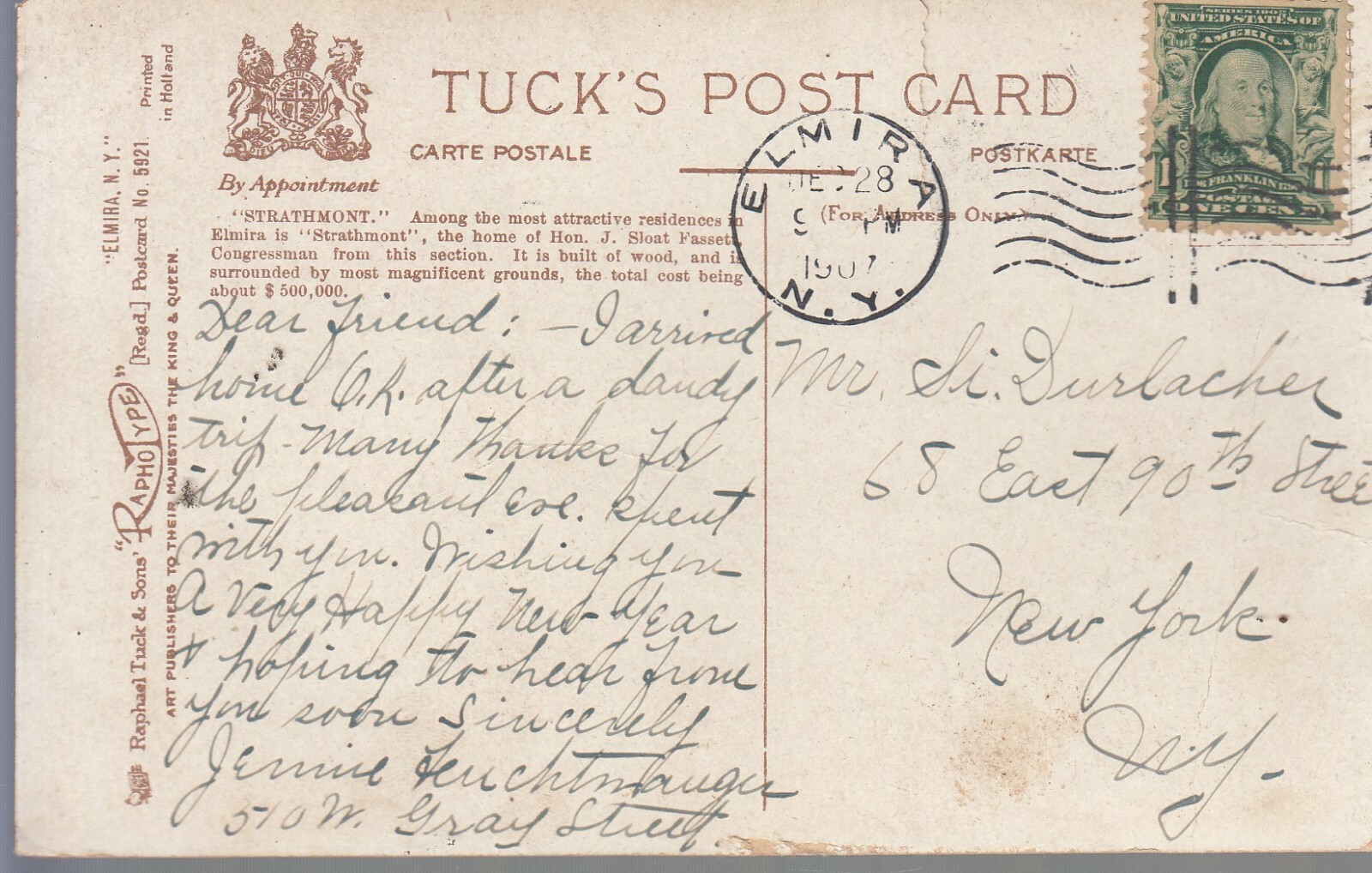 Post card Strathmont Elmira NY108 eBay