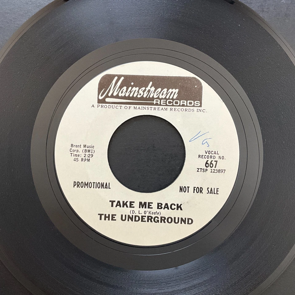 The Underground, Get Him Out Of Your Mind / Take Me Back Promo 7" 45rpm Vinyl NM - Image 2 of 2