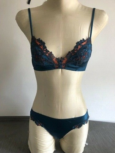 La Perla original completo nuovo seta blu tg 2/ woman silk set