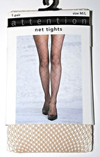 Attention Women's Nude Fishnet Net Tights - S/M-M/L-1X/2X