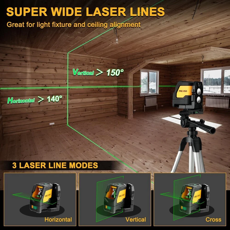 PREXISO Self Leveling Laser Level Tripod 150° Wide Angle 100 Ft Cross Laser Line - Image 2 of 4