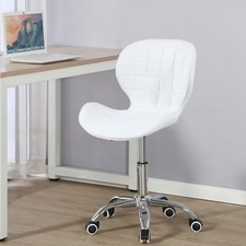 REBOXED Cushioned Computer Office Chair Chrome Lift Swivel Adjustable - PU White