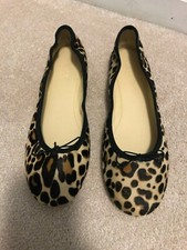 J.CREW Evie Ballet Flats in Leopard Print Calf Hair SIZE 8 Shoes h5501