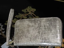 New Gold Croc Zipper Phone Wristlet