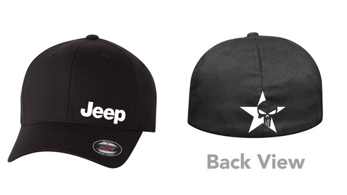 SKULL JEEP FLEXFIT HAT CURVED or FLAT 