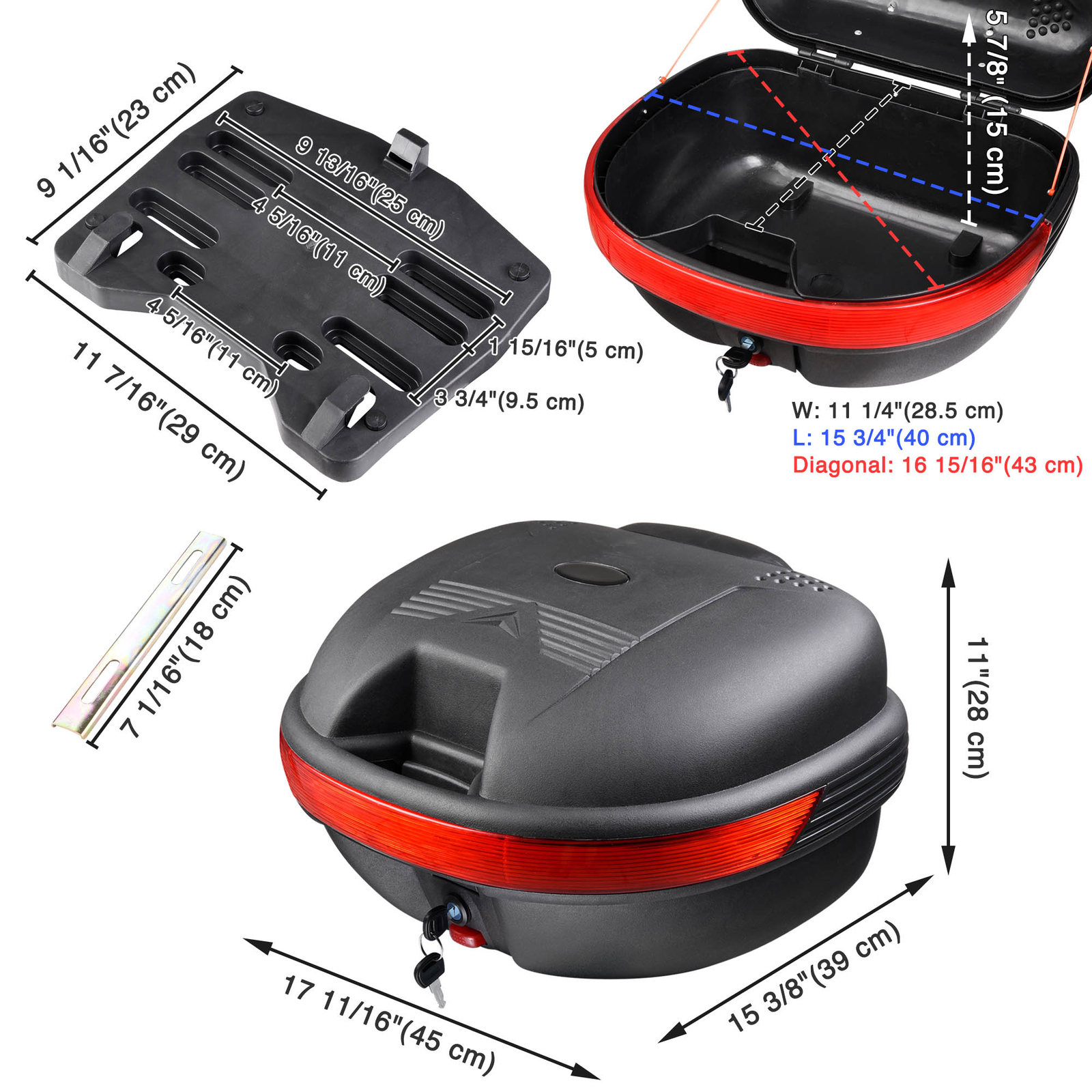 Motorbike / Scooter Rear Carry Case Storage Box 30L